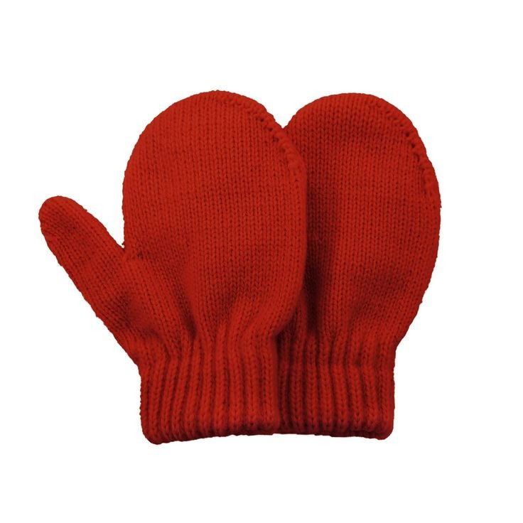 red crochet mitten