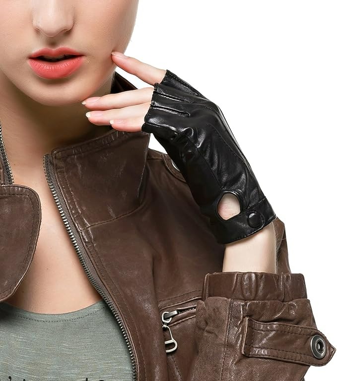 leather fingerless gloves